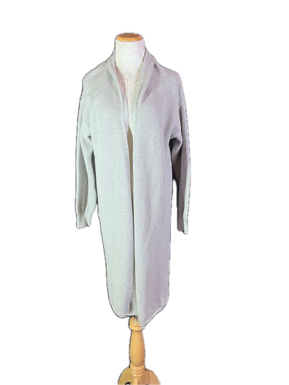 FP Beach Size XS Grey Knit Duster Cardigan Open-Front Cotton